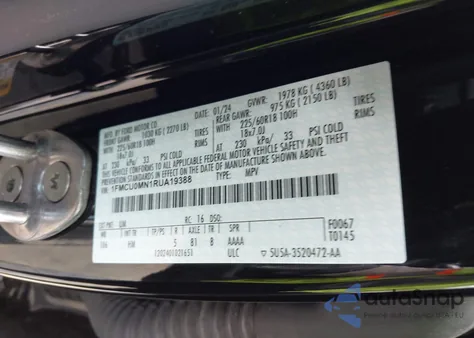 2024 Ford Escape St Line from USA, damaged, VIN 1FMCU0MN1RUA19388